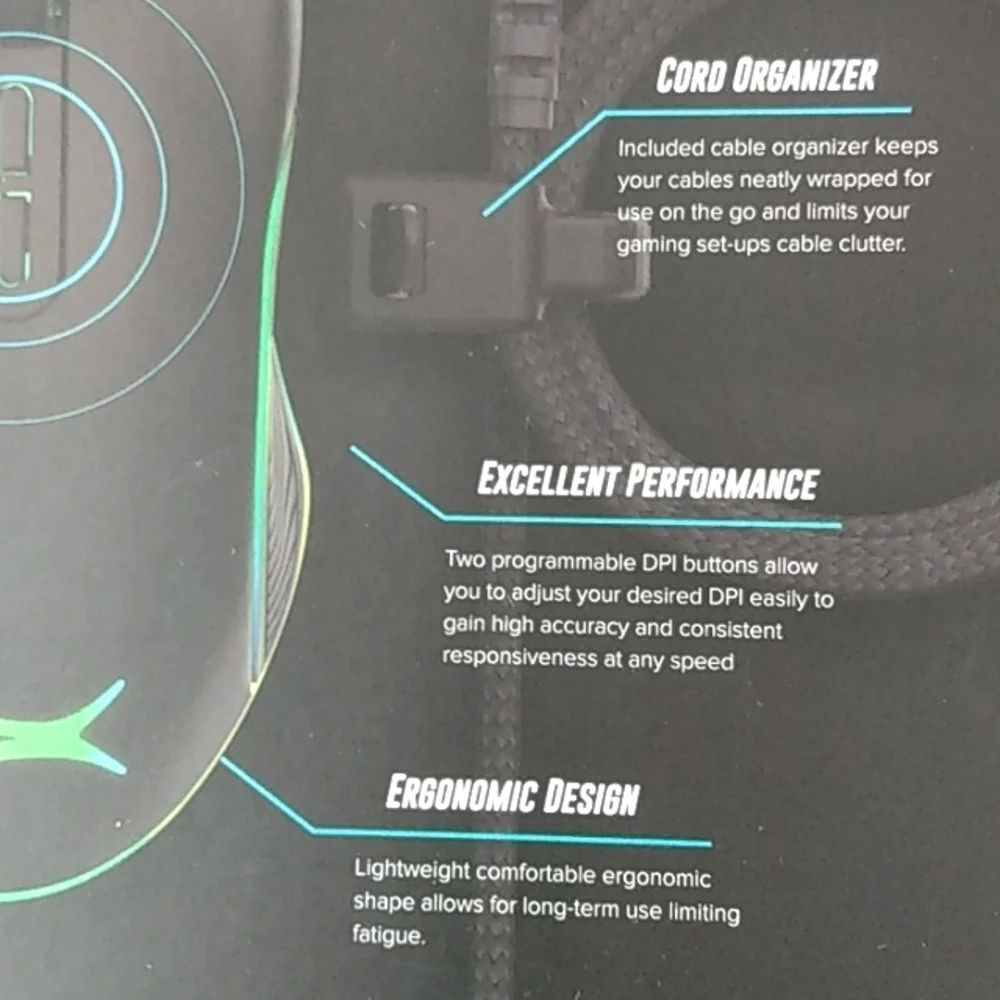 ALTEC LANSING GM300 BLACK RGB 8 BUTTON ERGONOMIC GAMING MOUSE NWT